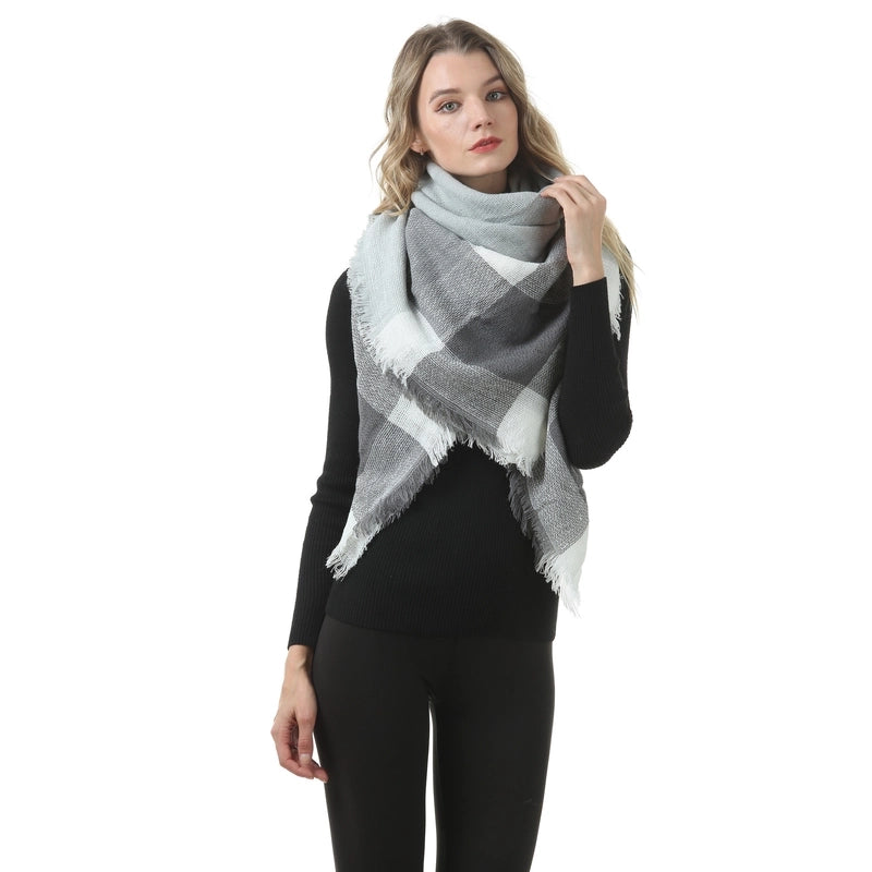 Autumn And Winter Plaid Square Extensive Warm Cashmere Scarf Women's Scarf