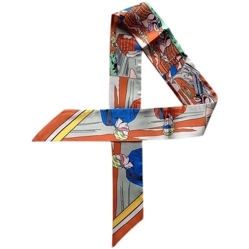 Women's Fashion Plant Satin Printing Silk Scarves