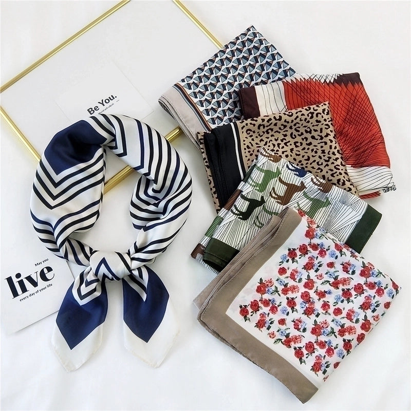 Clashing Color Floral Pringting Silk Square Scarf