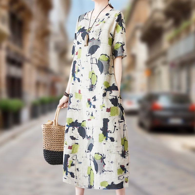 🔥Promotion - 49% discount🍃Women's Summer Breathable Loose Print Dress