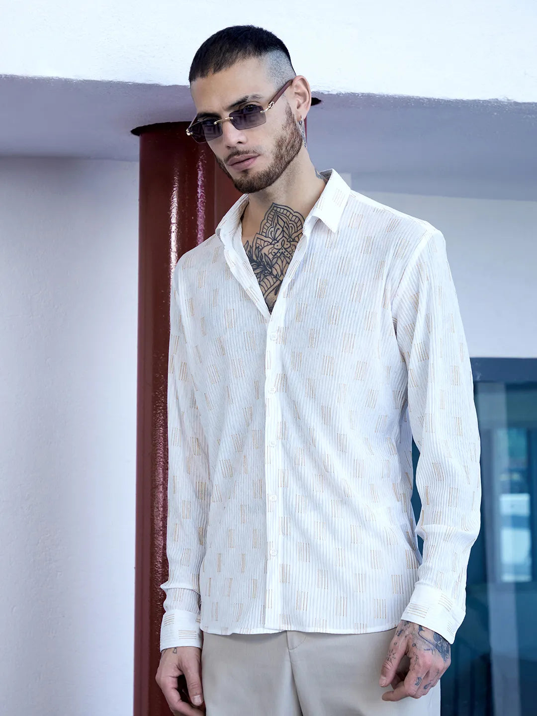 Foil-Pleated Shirt