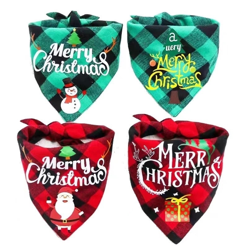 British Style Polyester Christmas Lattice Pet Saliva Towel