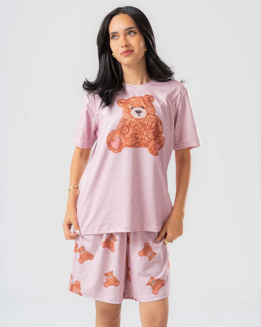 Women Short Sleeve PJ Set with Shorts