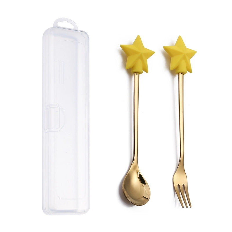 Christmas Cute Animal Santa Claus Stainless Steel Tableware 2 Pieces