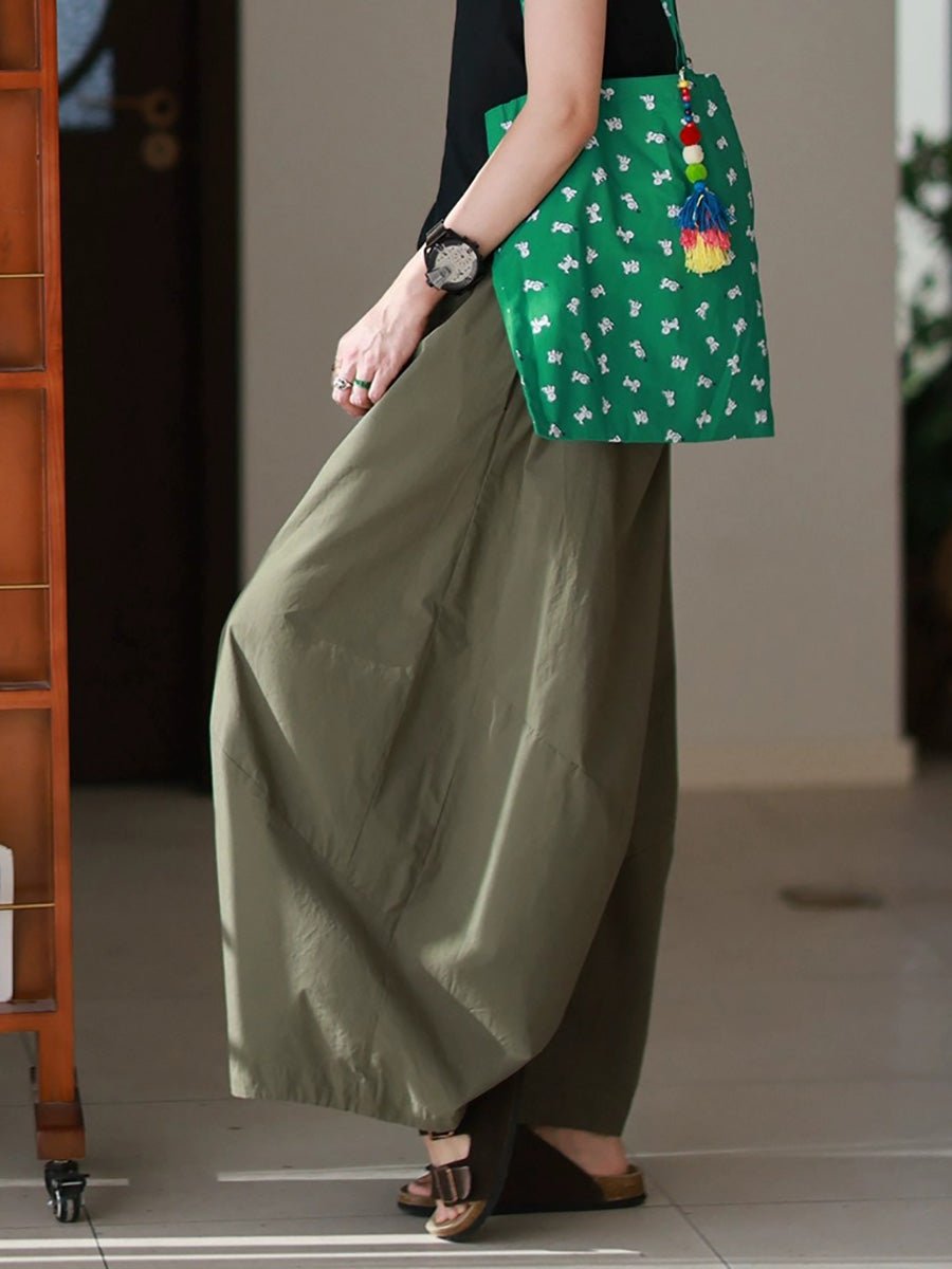 Women Summer Casual Pure Color 100%Cotton Harem Pants