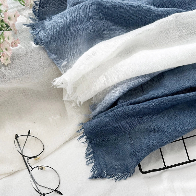 Unisex Minimalist Color Block Cotton Scarf