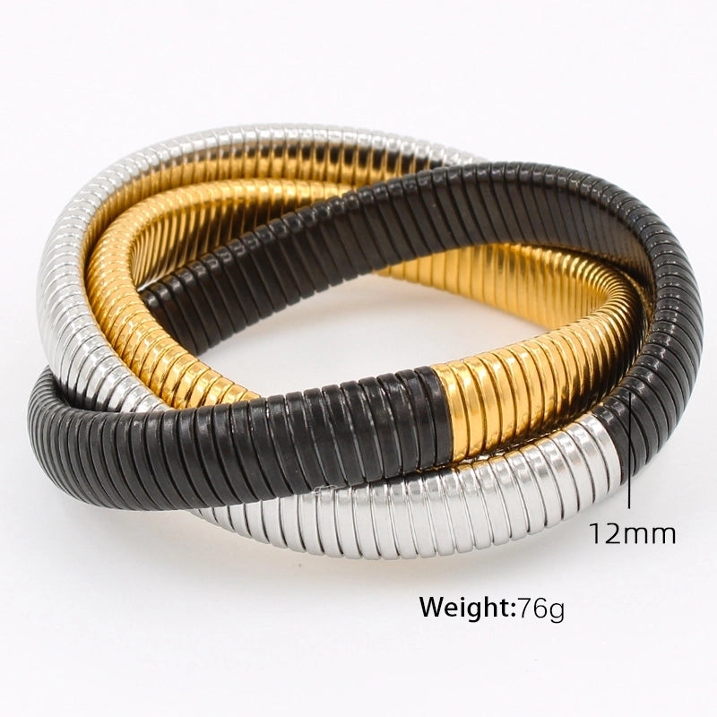 Exaggerated Classic Style Circle 304 Stainless Steel 18K Gold Plated Wide Bracelet Bangle In Bulk