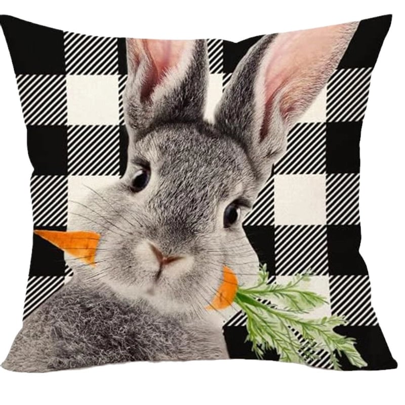 Easter Cute Classic Style Rabbit Letter Linen Pillow Cases Couch & Sofa Decor