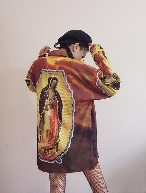 Virgin Mary Button Up Shirt