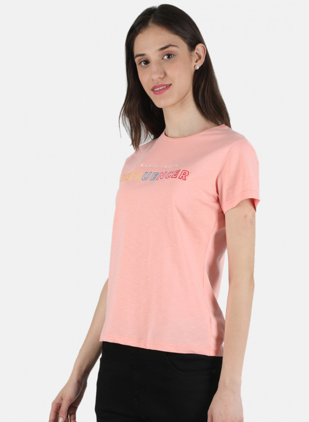 Women Peach Embroidered Top