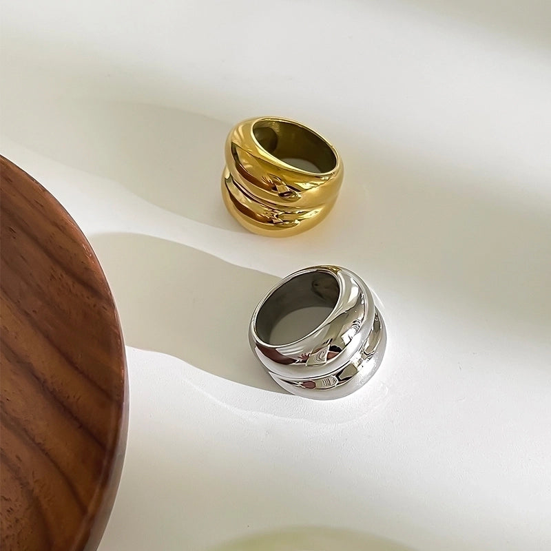 Hip-Hop Minimalist Classic Style Solid Color 316L Stainless Steel  18K Gold Plated Plating Rings