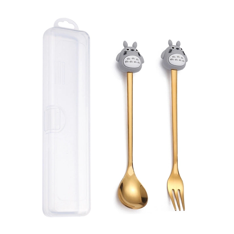 Christmas Cute Animal Santa Claus Stainless Steel Tableware 2 Pieces