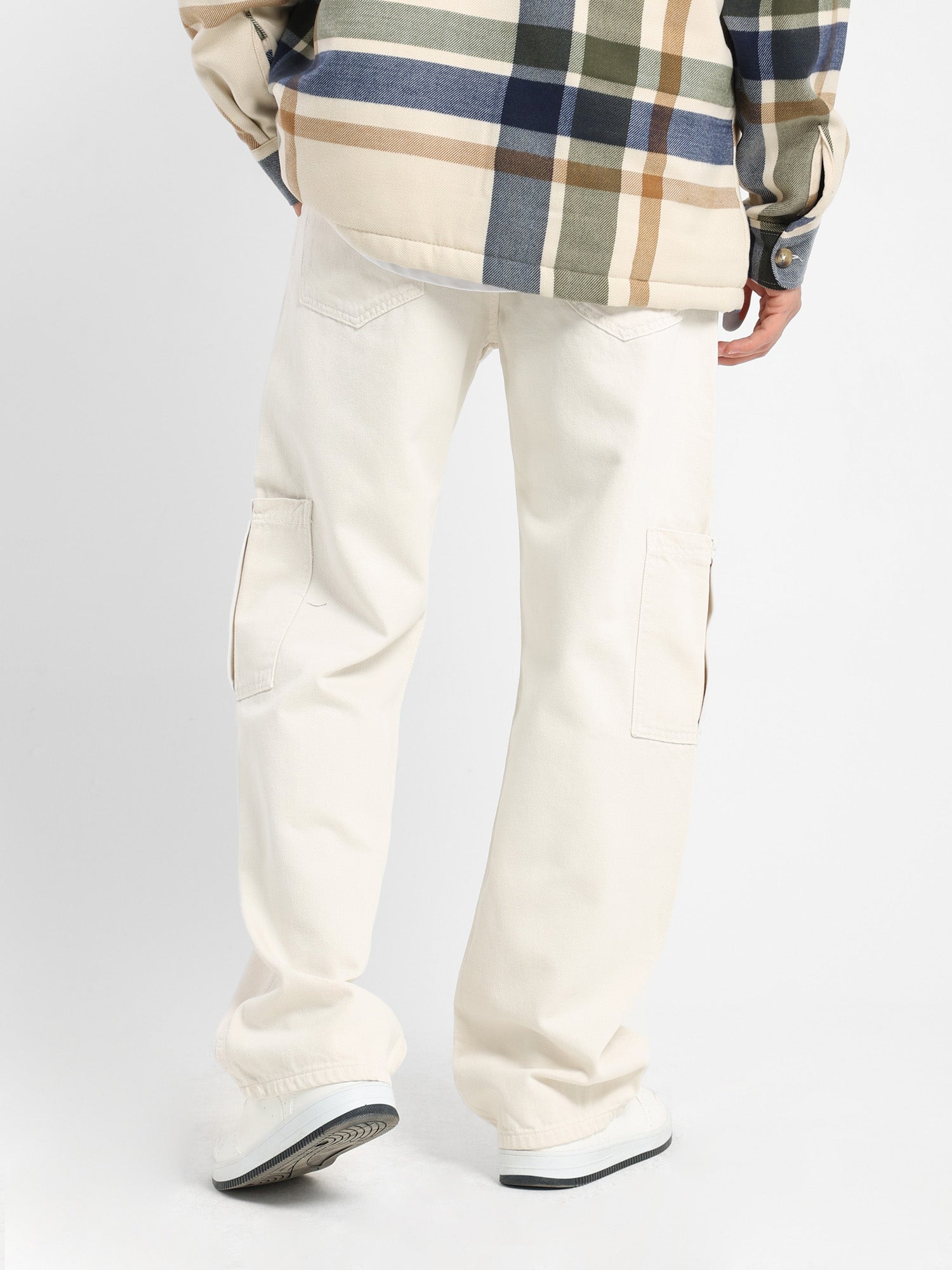 Rigid Denim Cropped Jeans with Patch Detailing