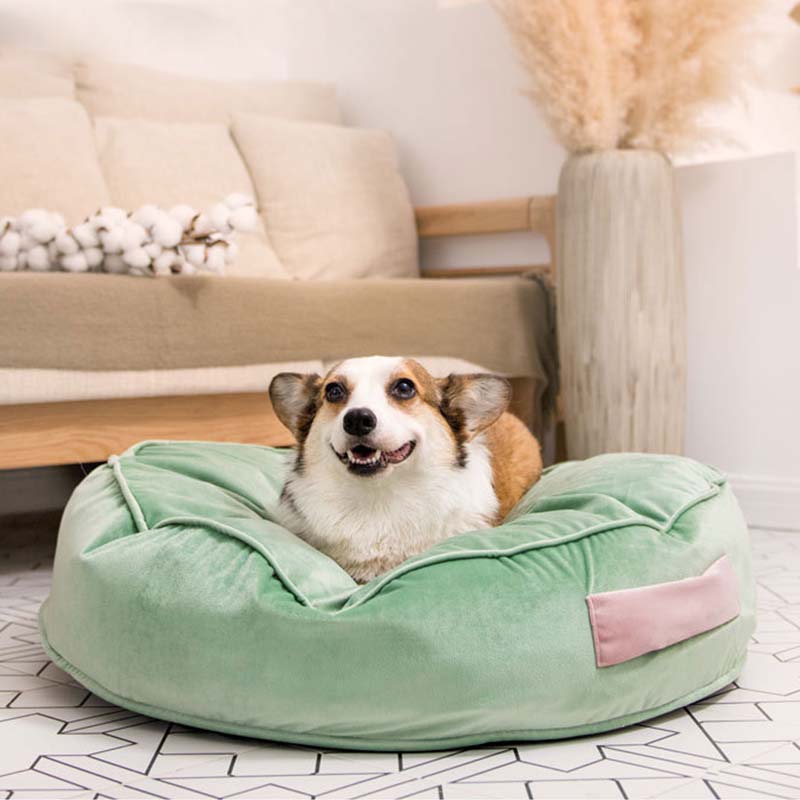 Soft Round Velvet Ice Silk Cooling Dog Bed