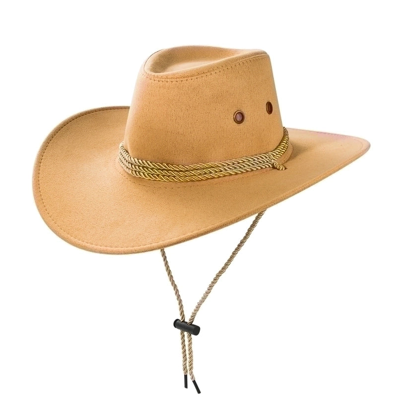 Cowboy Fedora Hat Big Brim Cowboy Hat Suede Outdoor Sun Hat Men's Riding Hat