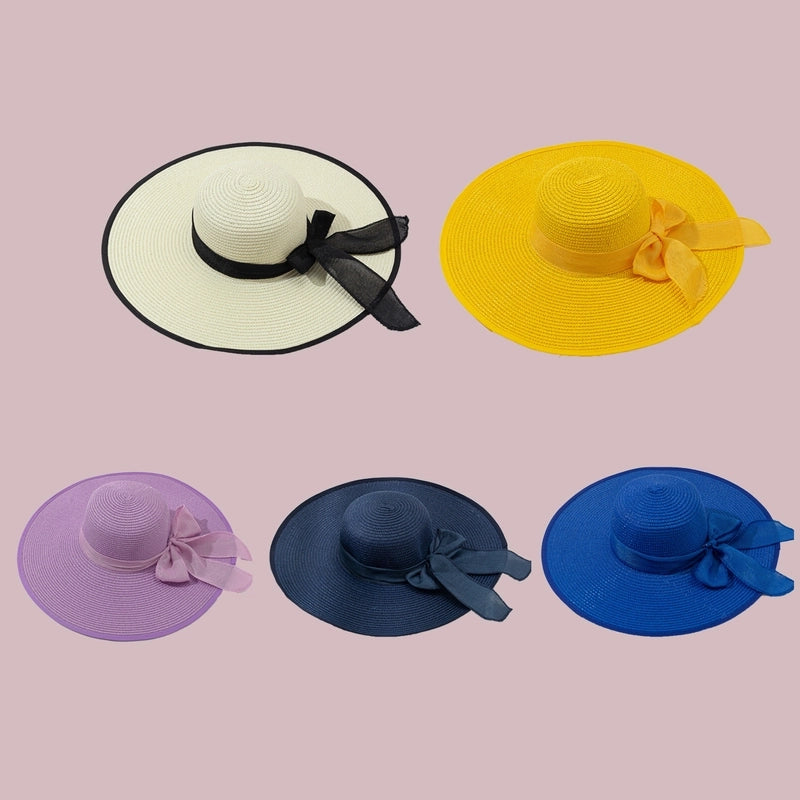 Women's Casual Vacation Solid Color Big Eaves Straw Hat