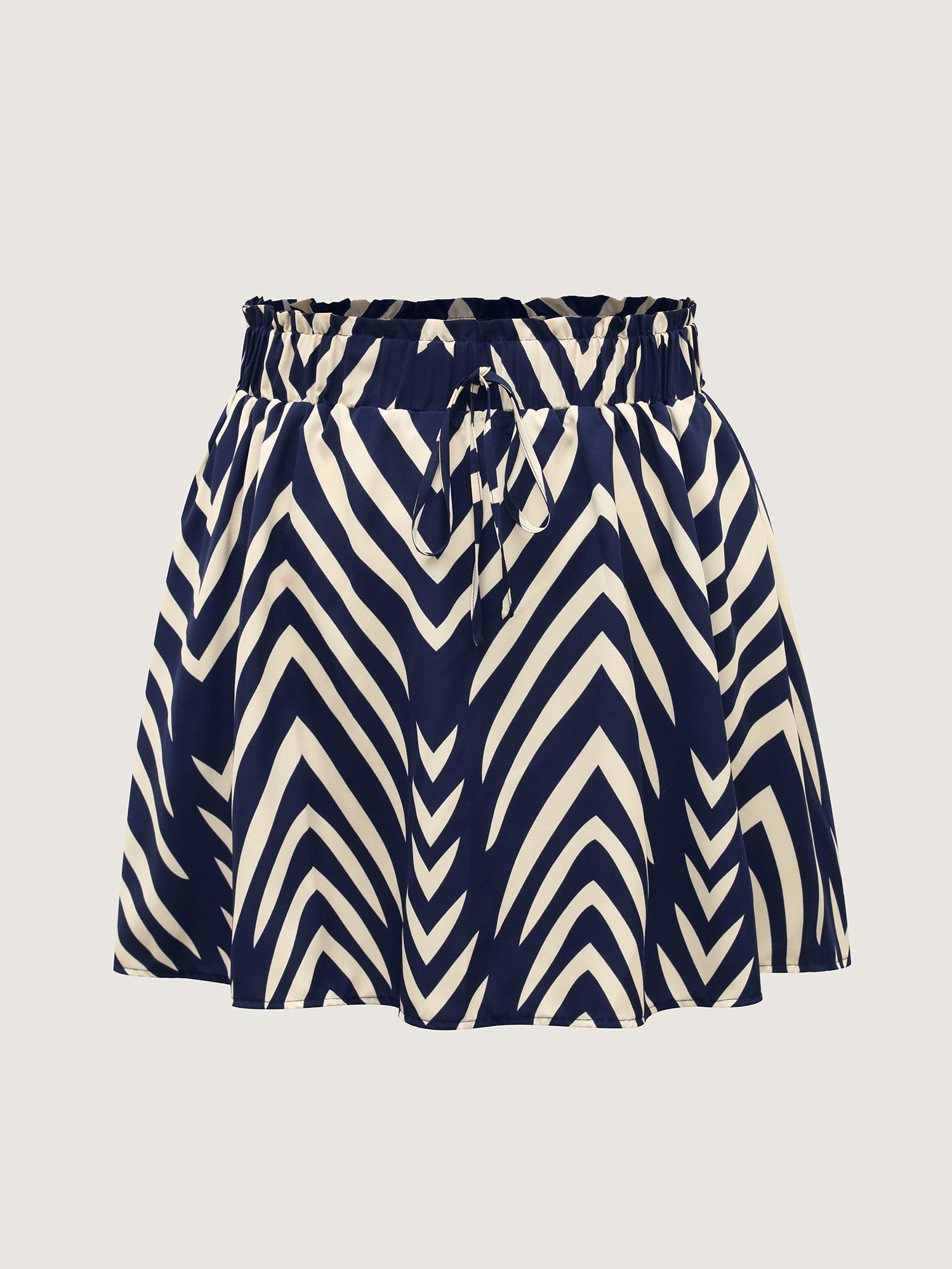 Stretchy Waist Tie Geometric Midi Skirt