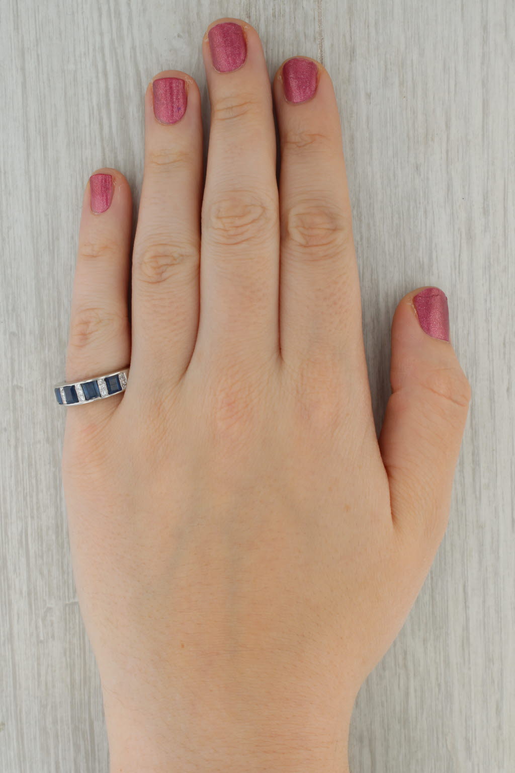 2.45ctw Blue Sapphire Diamond Ring 14k White Gold Size 7 Band
