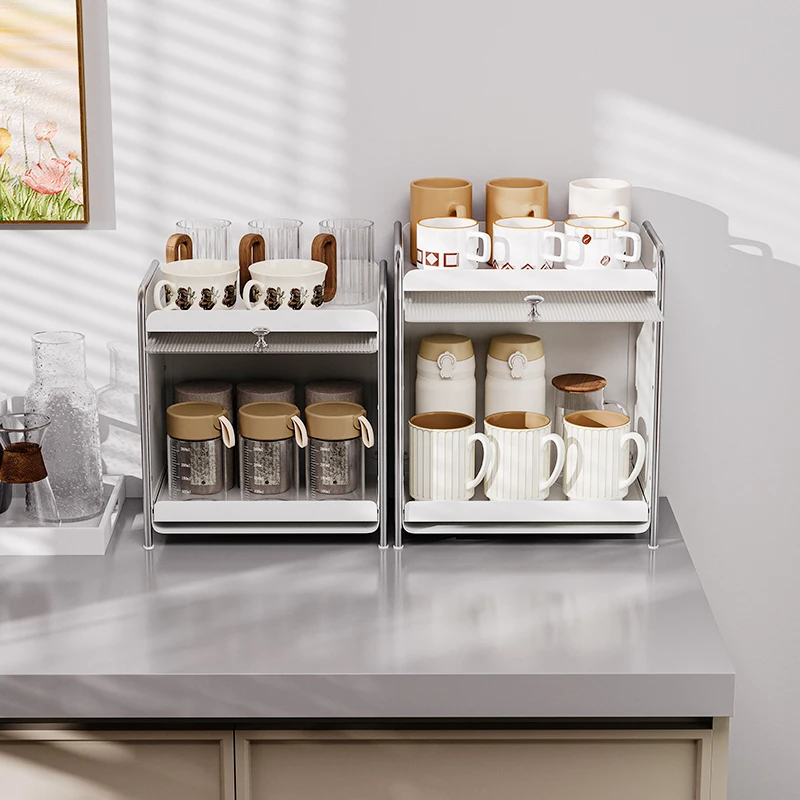 desktop cup dustproof storage cabinet cosmetic kitchen seasoning storage rack