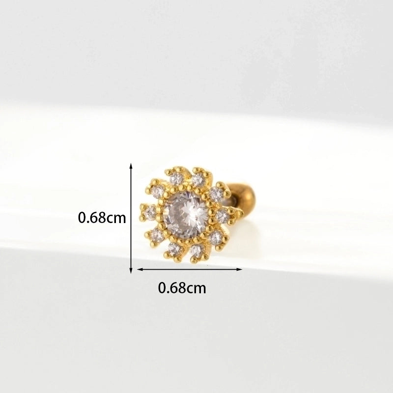 Ear Cartilage Rings & Studs Geometric Copper Plating Artificial Gemstones