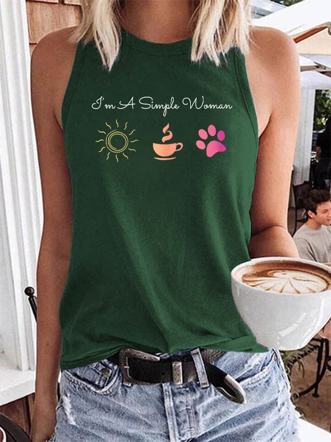 Women's I'm A Simple Woman Sunshine Coffee Paw Dog Tank Top