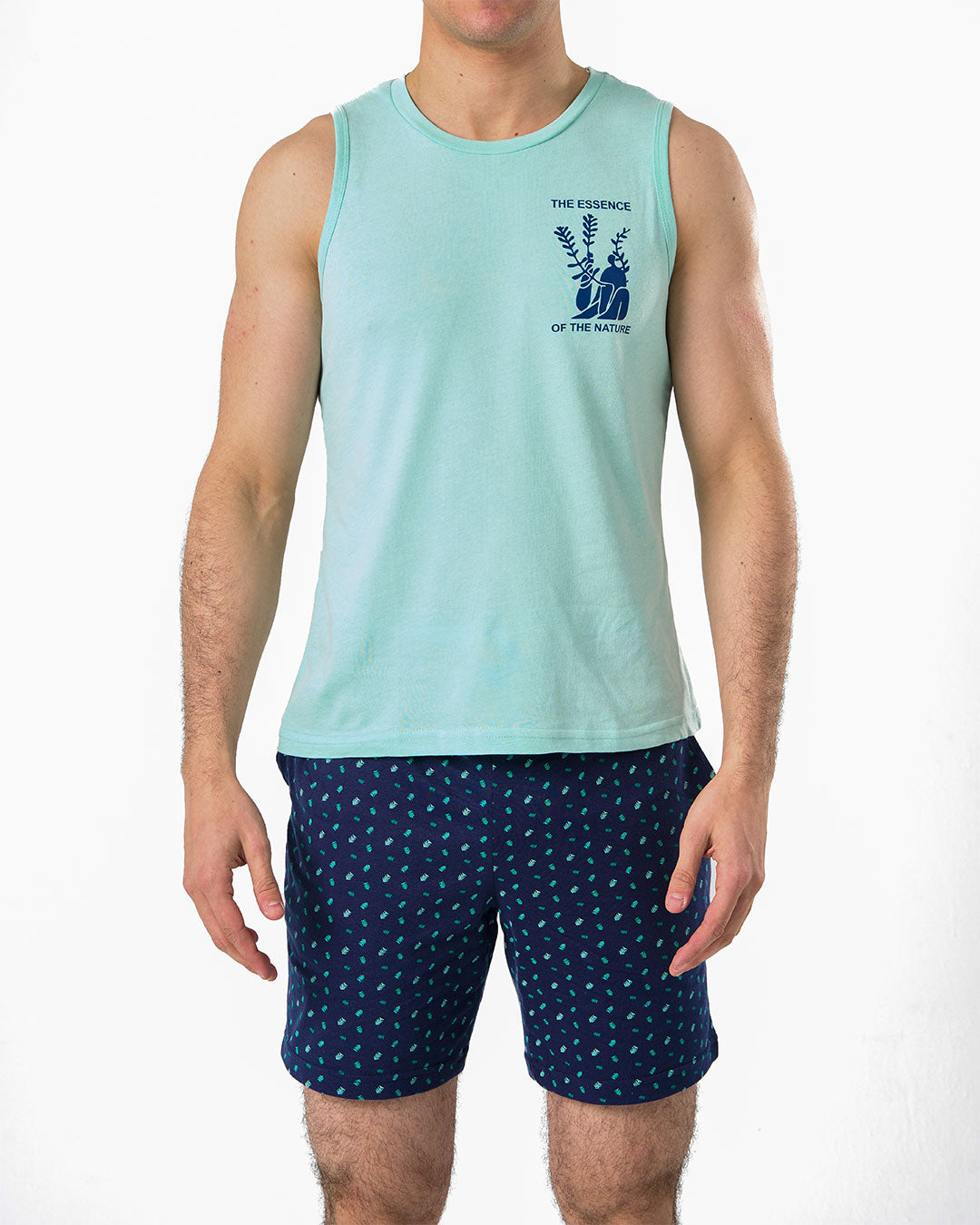 Half Sleeves Men Pajama Set With Shorts