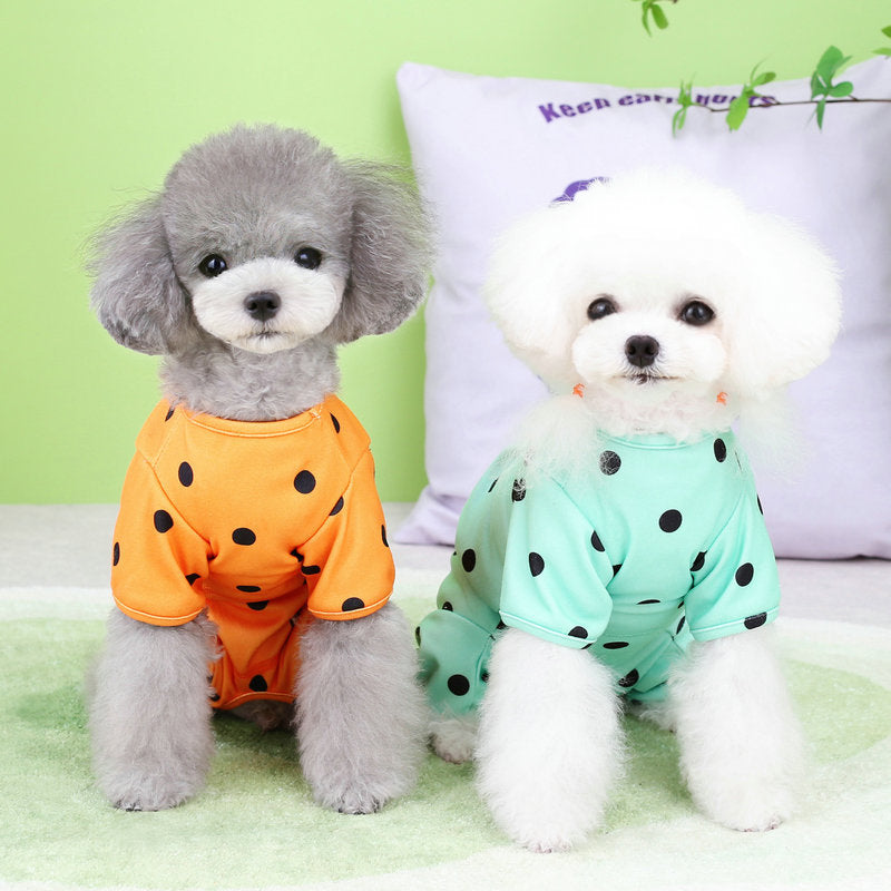 Belly Protecting Polka Dot Dog Jumpsuits