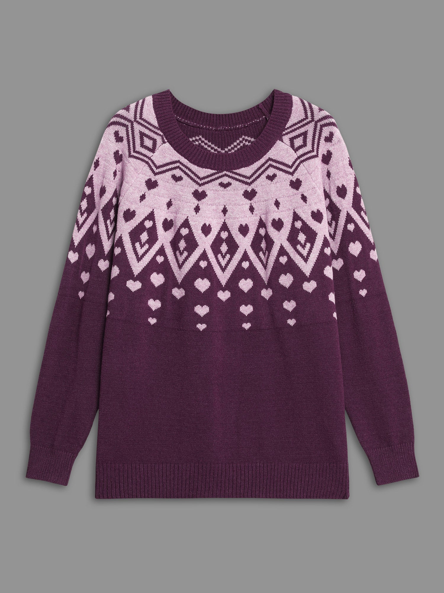 Heart Round Neck Raglan Sleeve Pullover