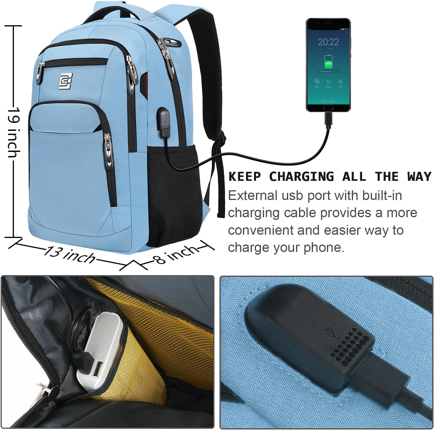 Laptop Backpack,Business Travel Anti Theft Slim Durable Laptops Backpack with USB Charging Port,Water Resistant College Computer Bag for Women & Men Fits 15.6 Inch Laptop and Notebook - Black