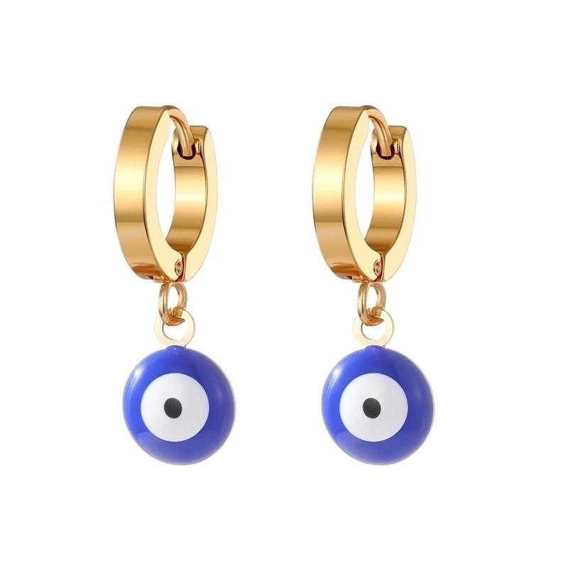 1 Pair Sweet Minimalist Eye Enamel 201 Stainless Steel Resin Dangling Earrings