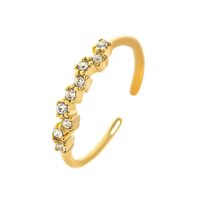 Minimalist Classic Style Geometric 304 Stainless Steel Zircon 18K Gold Plated Inlay Stainless Steel Rings