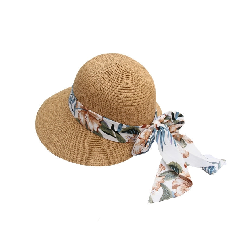 Women's Vacation Solid Color Bowknot Straw Hat