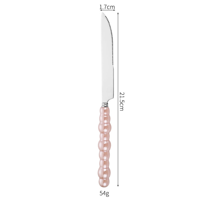 Ceramic Pearl Handle Stainless Steel Knife. Fork And Spoon Creative Light Luxury Western Food Hotel Steak Knife Dessert Spoon Tableware Suit