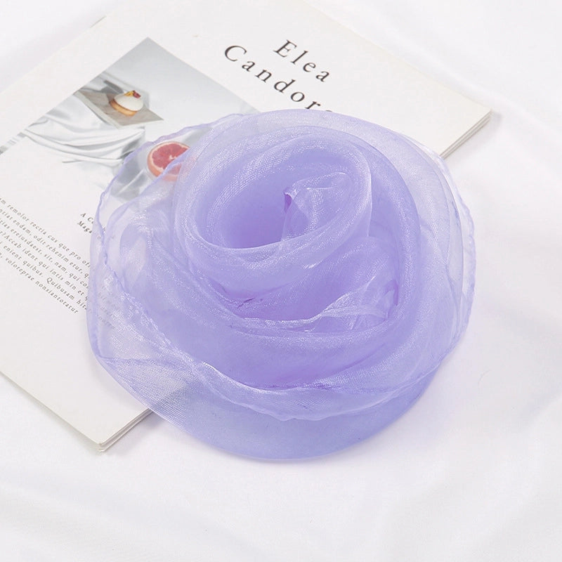 Unisex Basic Minimalist Solid Color Organza Silk Scarf