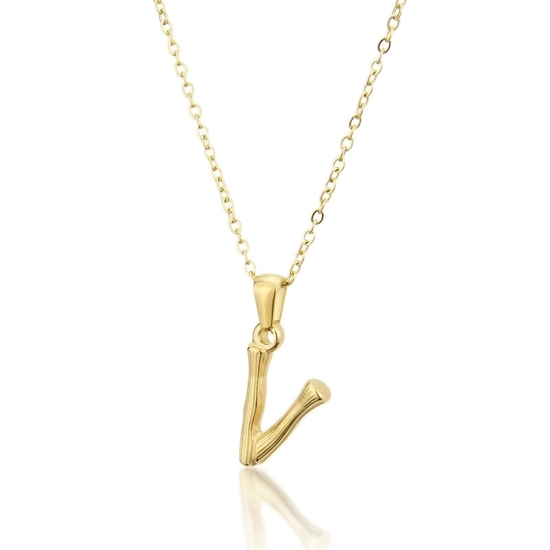 Platform New Stainless Steel Antique Slub-shaped 26 Letter Necklace Hot Gold English Titanium Steel Pendant