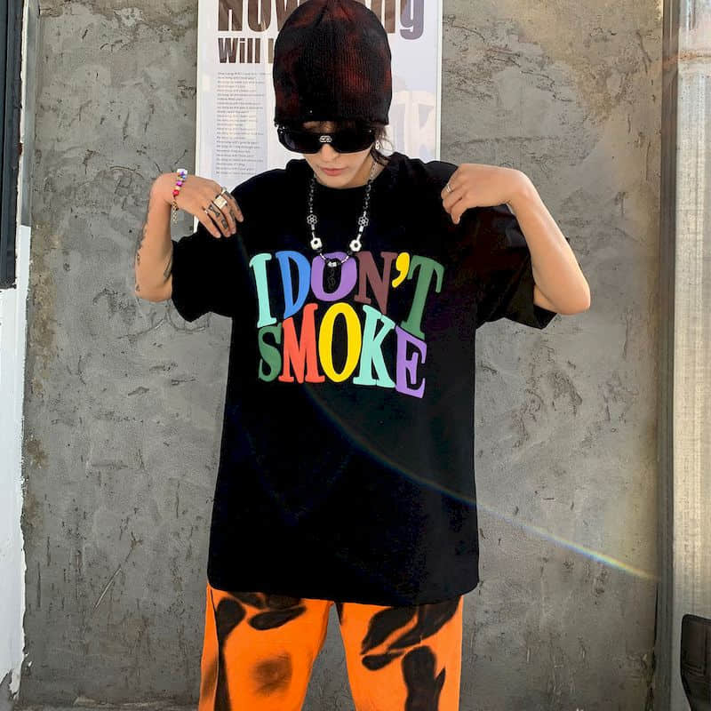 Oversized I Don't Smoke Rainbow Tee