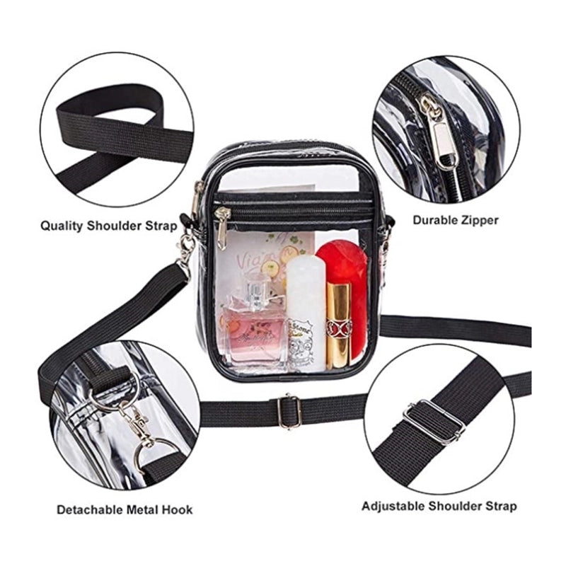 Unisex Pvc Solid Color Casual Transparent Square Zipper Crossbody Bag