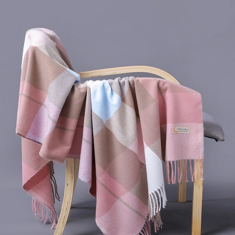 Autumn And Winter New Fashion Cashmere Big Baba Grid Tassel Scarf Men And Women Couples Warm Shawl