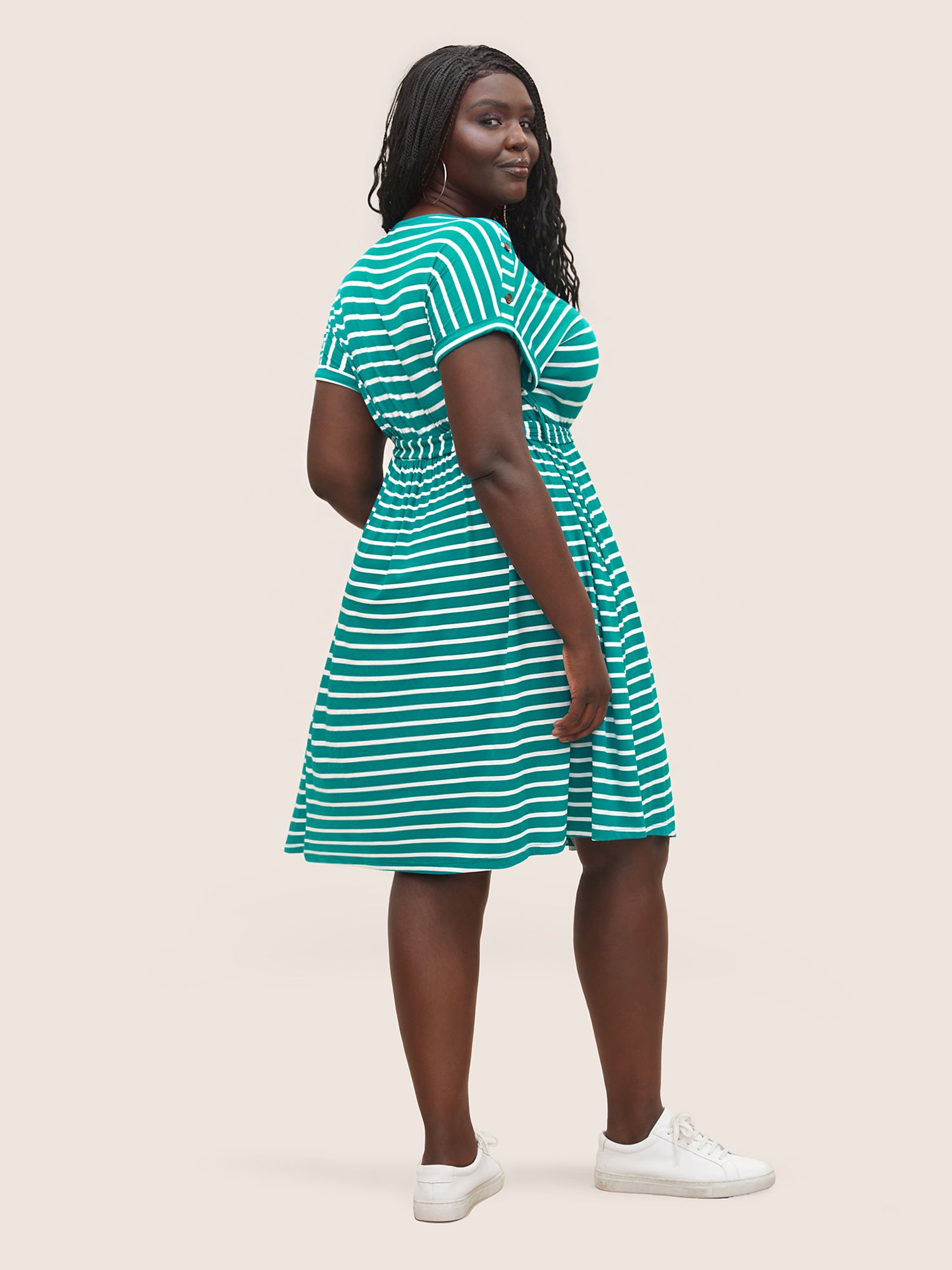 Supersoft Essentials Striped Dolman Sleeve Belted Dress