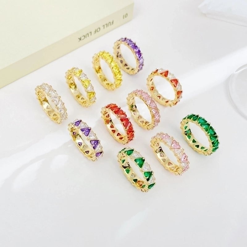 Minimalist Shiny Heart Shape 304 Stainless Steel Zircon 16K Gold Plated White Gold Plated Inlay Rings