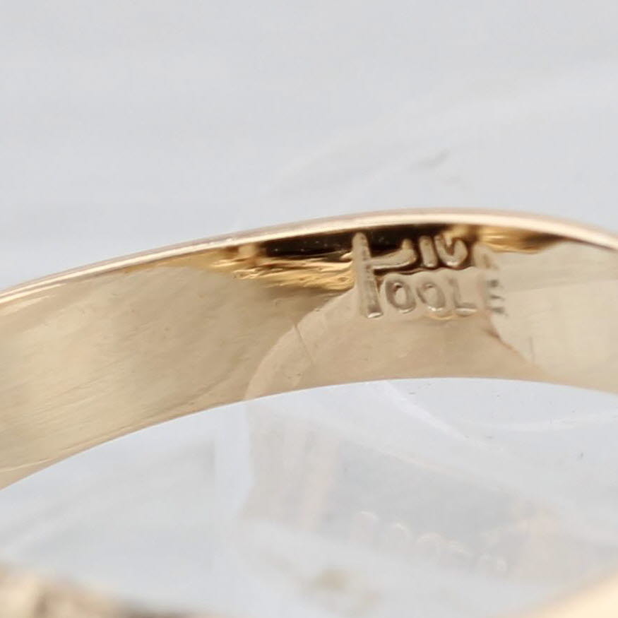Black Glass Old English Letter G Signet Ring 10k Yellow Gold Size 10 Men's