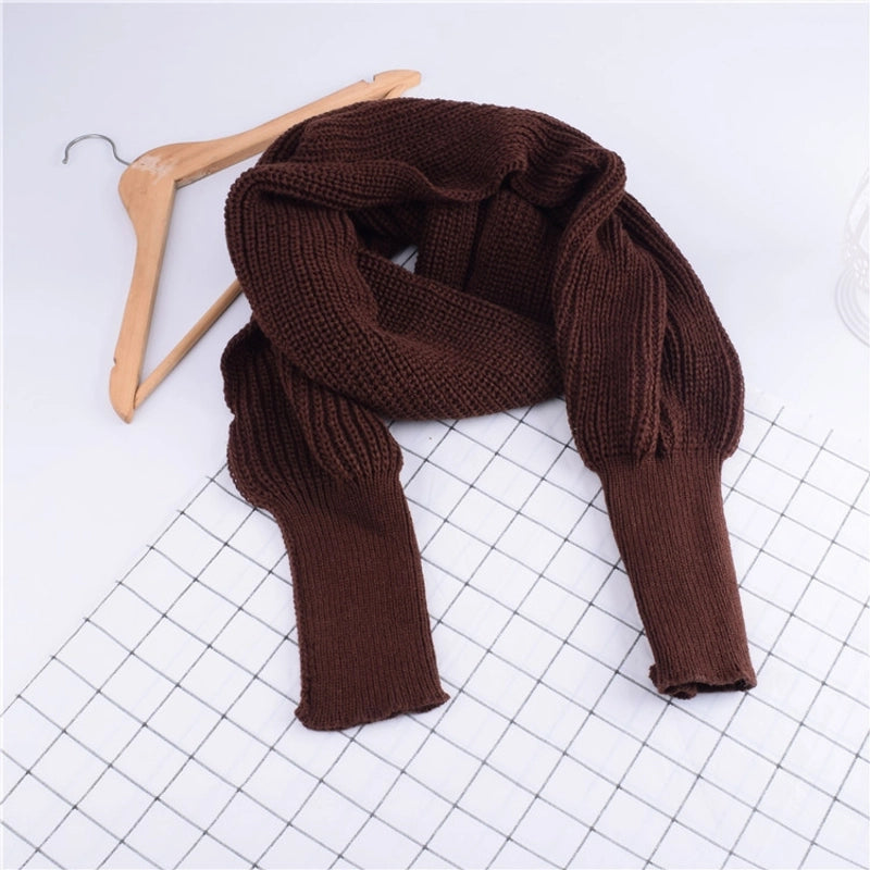 Autumn And Winter Wool Scarf Men And Women's Long Neck Shawl With Sleeves Knitted Scarf