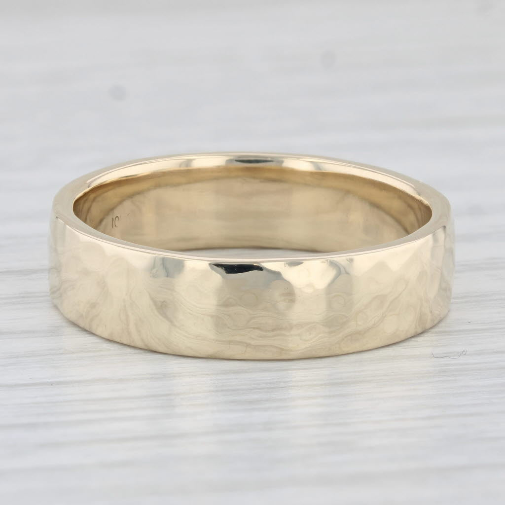 Men's Hammered Wedding Band 10k Yellow Gold Size 12.5 Ring