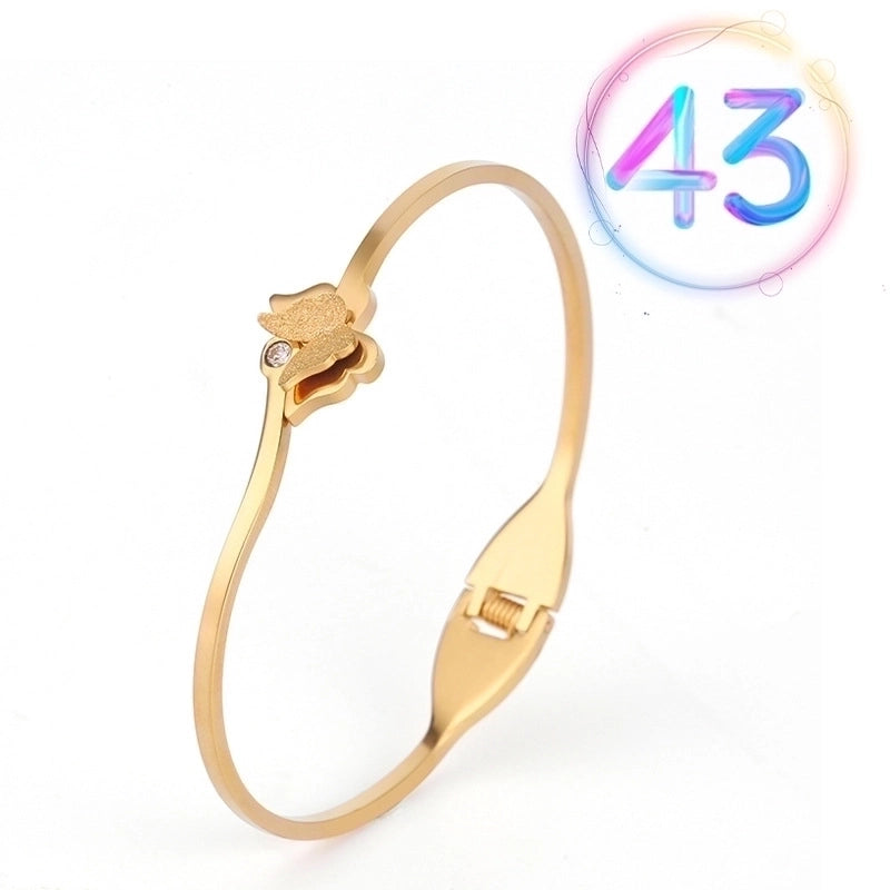 2 Pieces Fashion Geometric Stainless Steel Plating Zircon Bangle