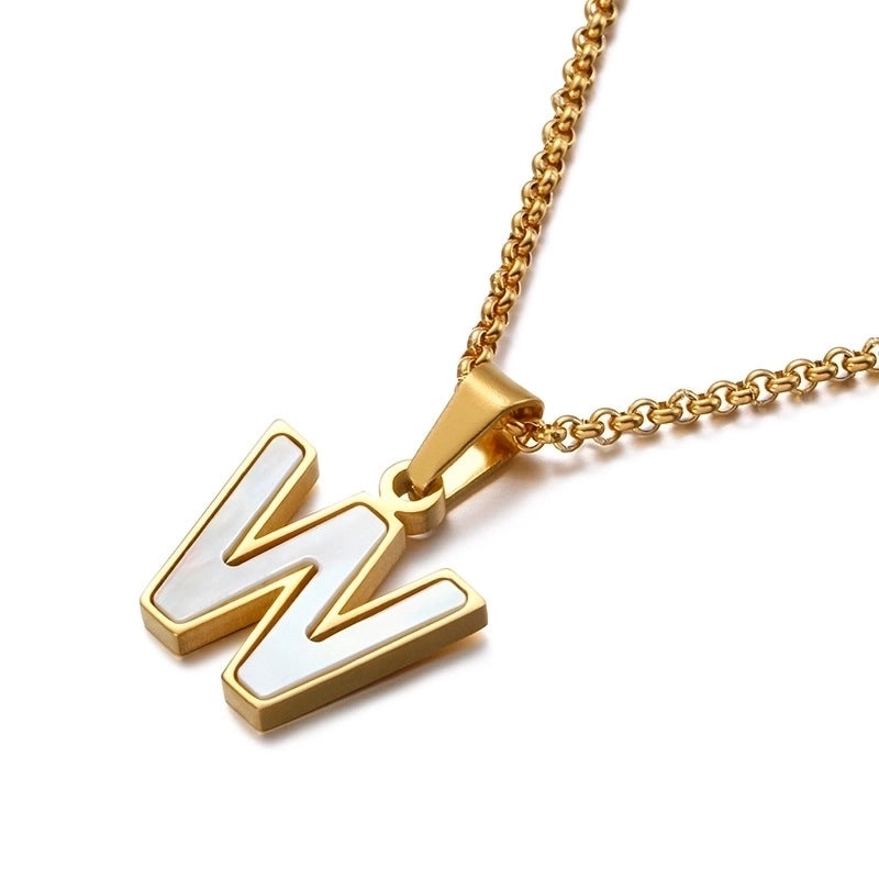 Simple Shell English Letter Titanium Steel Necklace