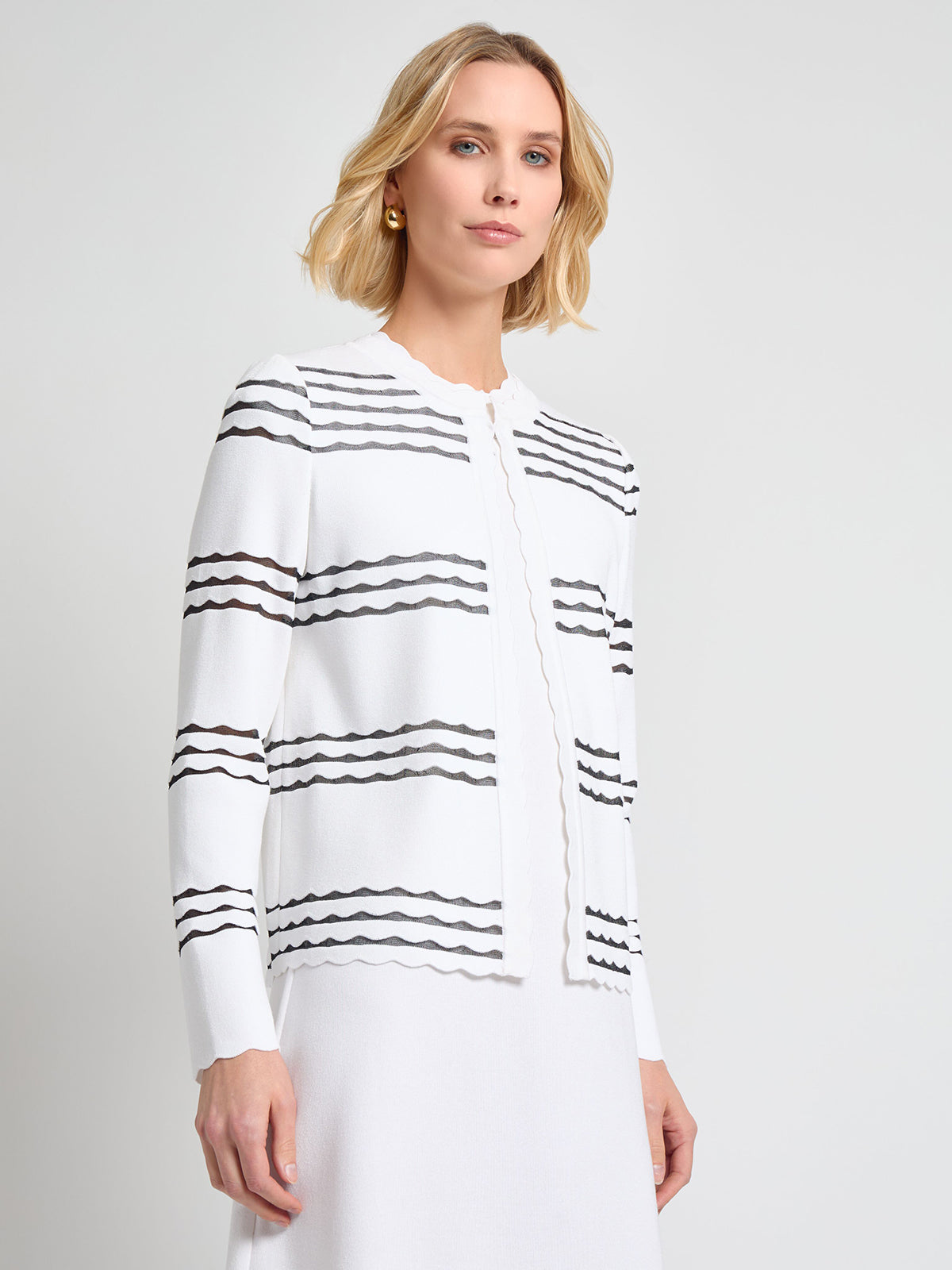 Heritage Scalloped Trim Soft Knit Jacket - True Fit