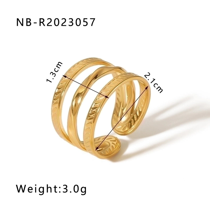 2 Pieces Stainless Steel 18K Gold Plated IG Style Basic Minimalist Plating Tree Symbol Lingge Open Rings