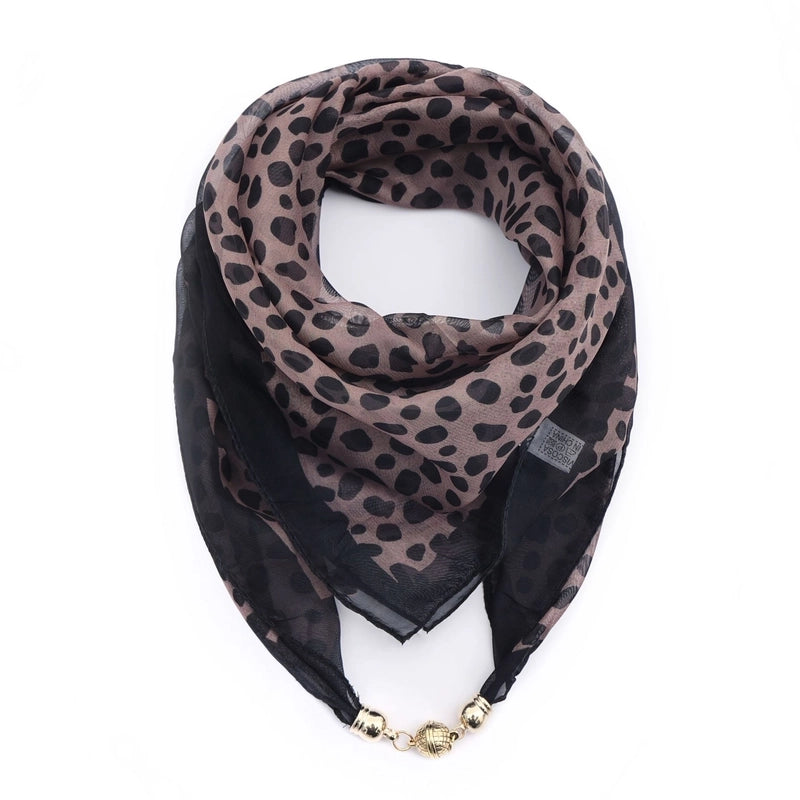 Women's Classic Style Splicing Polka Dots Flower Polyester Printing Silk Scarf