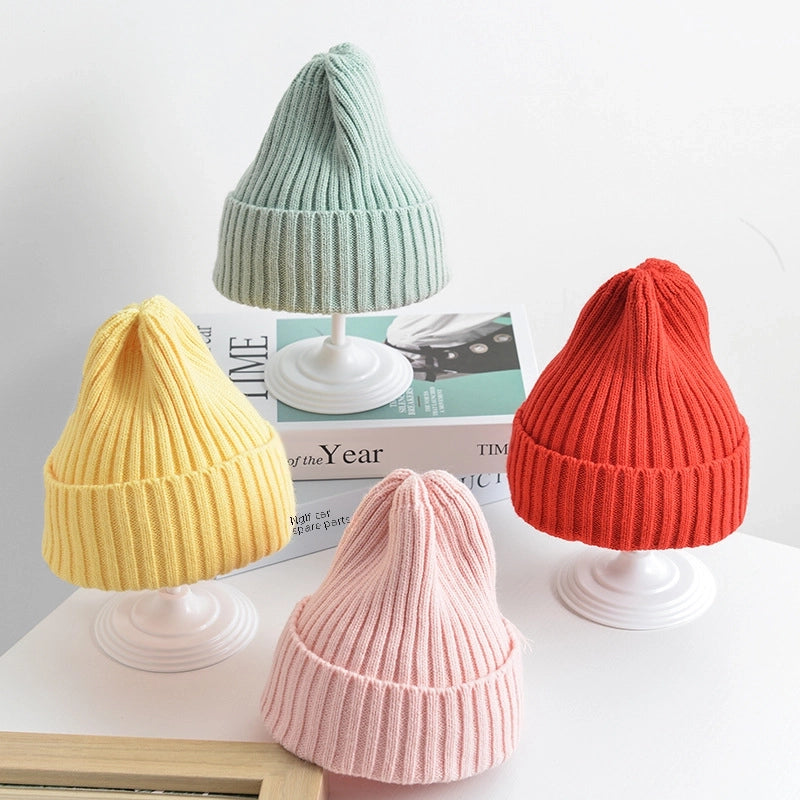 Korean Style Children's Knitted Hat Spring And Autumn Candy Color Baby Kids Boys And Girls Baby Wool Autumn And Winter Fashion