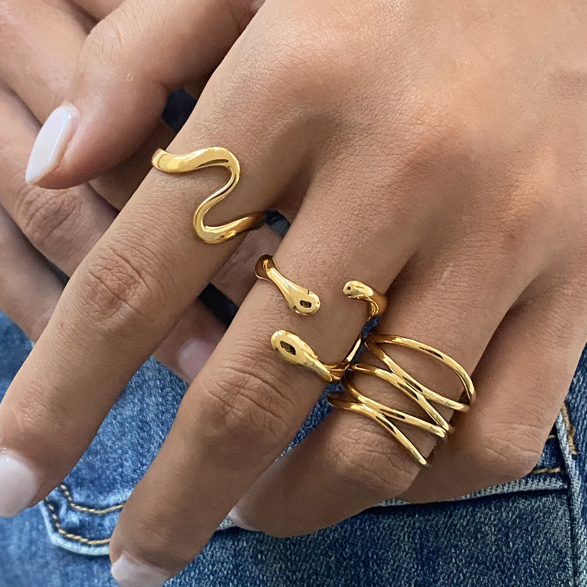 Open Ring Titanium Steel Female 18K Gold Plated Ring Design Niche Accessories Female
